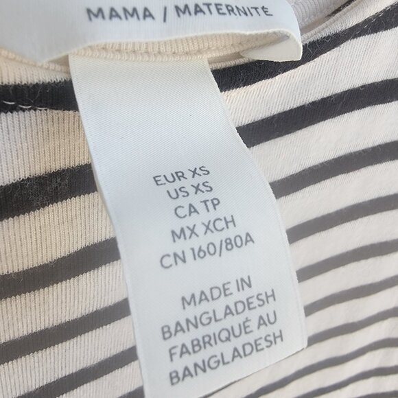 H&M Mama Calf Length Cotton Maternity Dress in Black & White Stripes XS - Picture 4 of 14